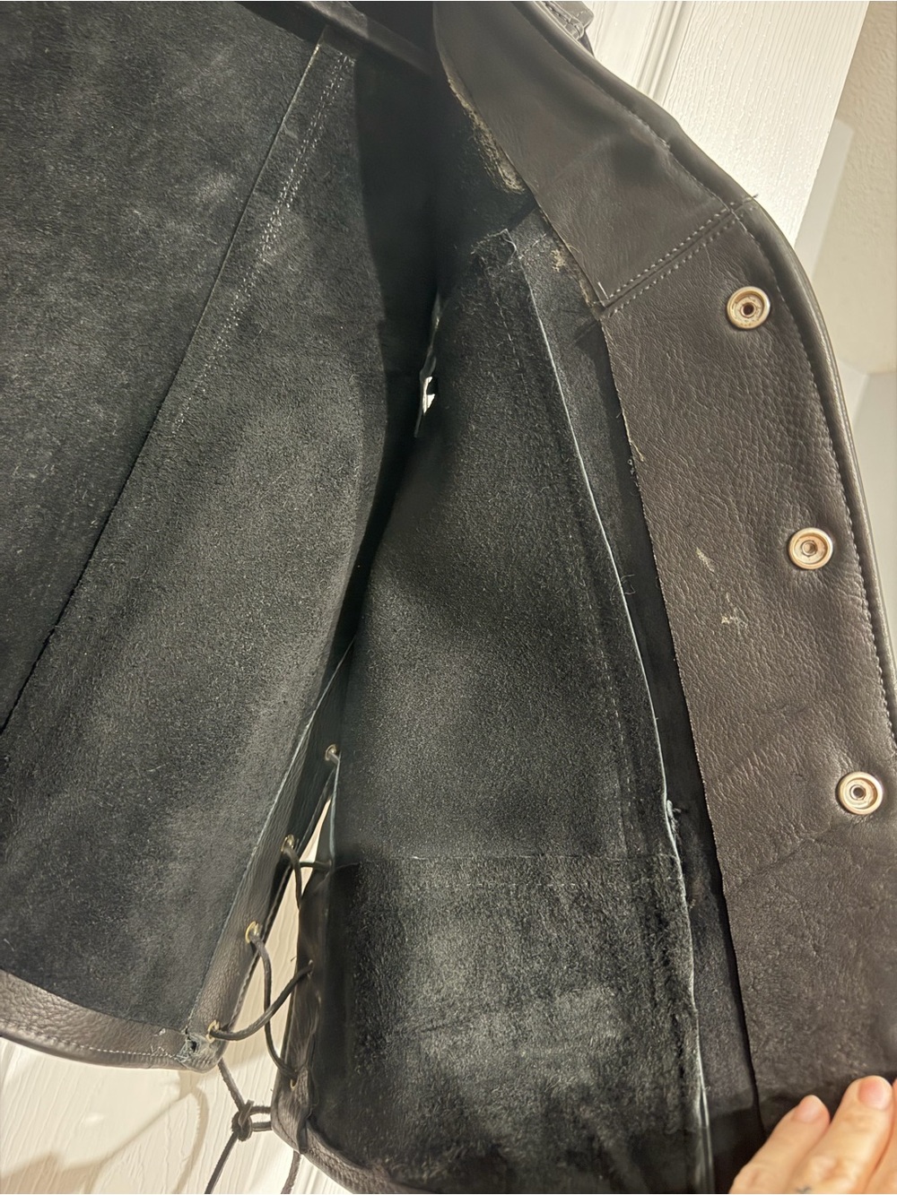 Kerr leather Black buffalo nickel  Lace-Up Motorcycle Vest - Picture 4 of 6